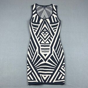 Forever 21 Geometric Bodycon Dress Size Small Cream and Black
